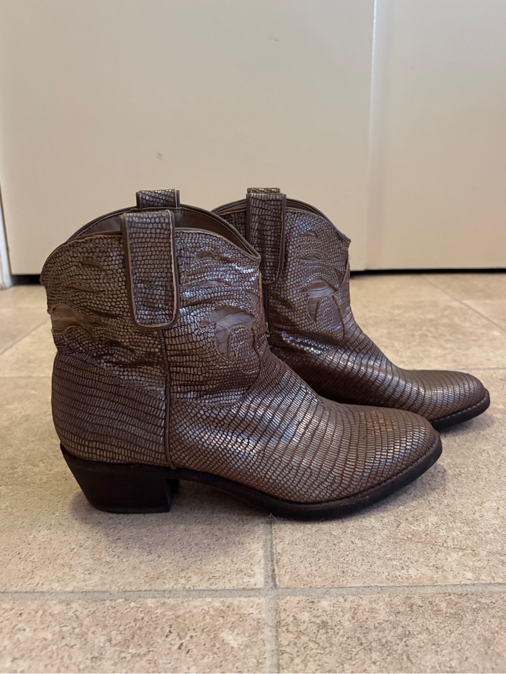 Sam Edelman Western Cowgirl Ankle Boots in Gunmetal